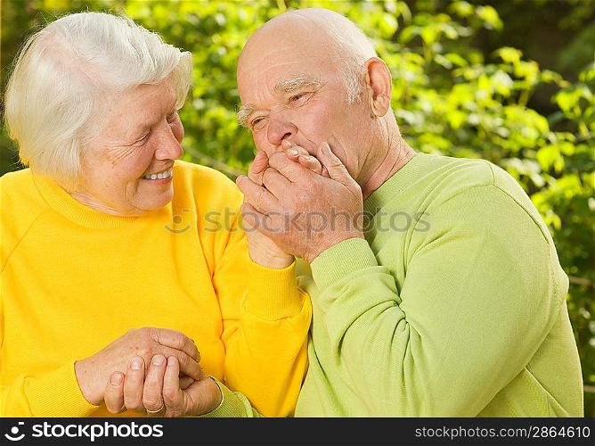 Senior couple in love outdoors