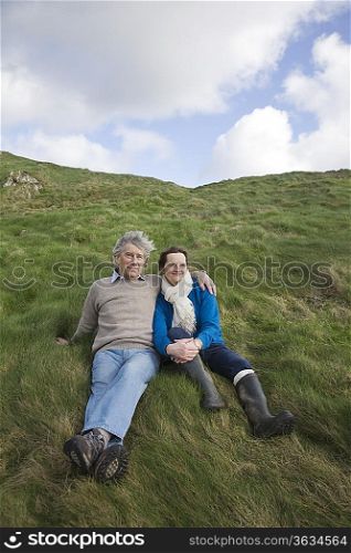 Senior couple in non urban scenery