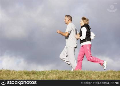 Senior Couple Jogging In The Park