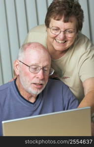 Senior couple looking at screen