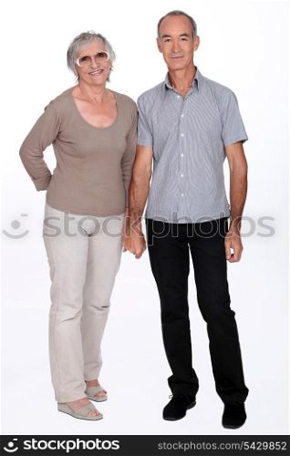 Senior couple on a white background