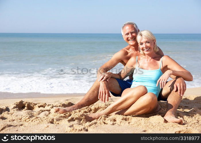 Senior couple on beach holiday