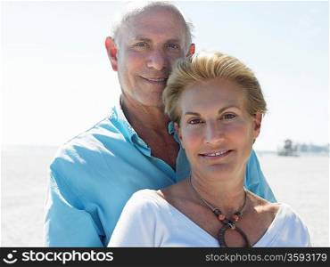 Senior couple on tropical beach close up