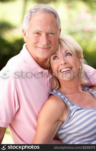 Senior couple relaxing together in park