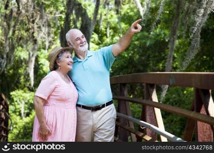 Senior couple sightseeing together on Florida vacation.
