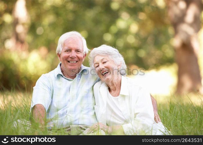 Senior Couple Sitting In Park