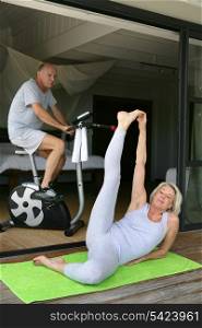 Senior couple staying in-shape