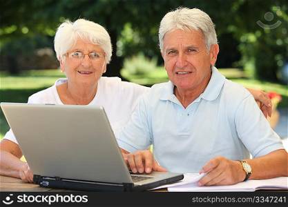Senior couple surfing on internet