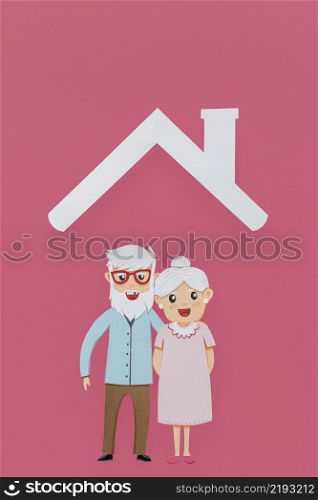 senior couple underneath roof