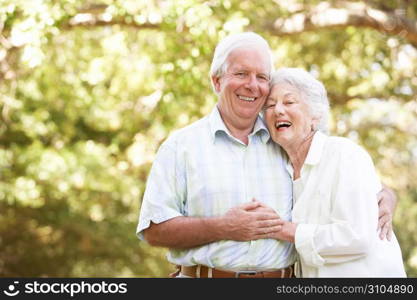 Senior Couple Walking In Park