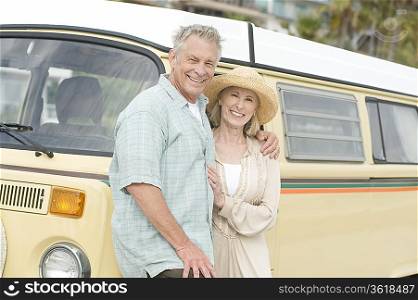 Senior couple with campervan
