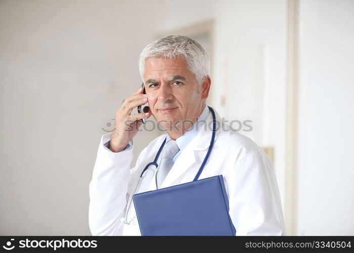 Senior doctor on the phone