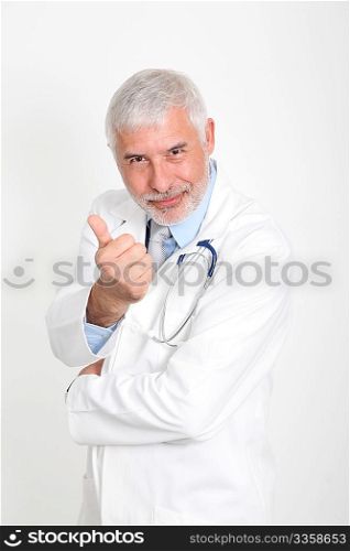 Senior doctor with thumb up