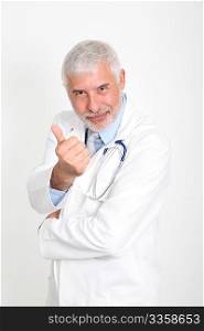 Senior doctor with thumb up