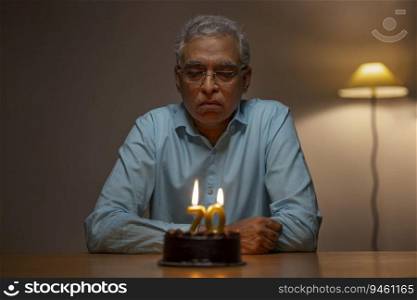 Senior man celebrating his 70th birthday