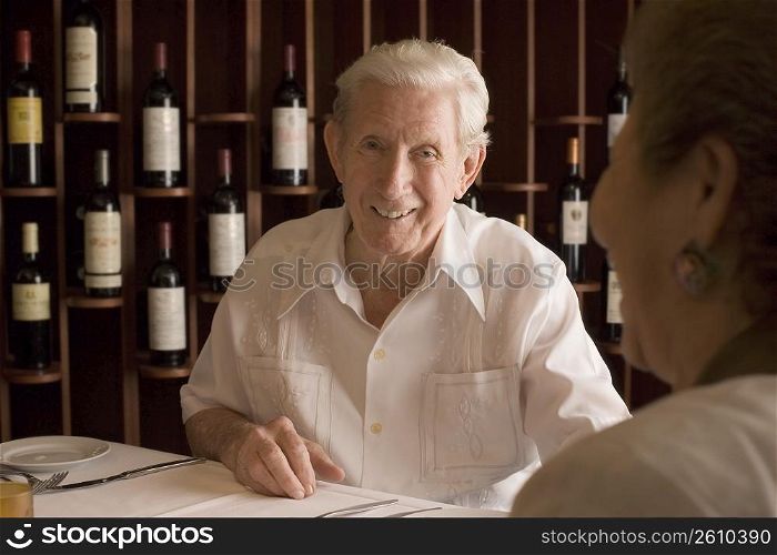 Senior man couple dining