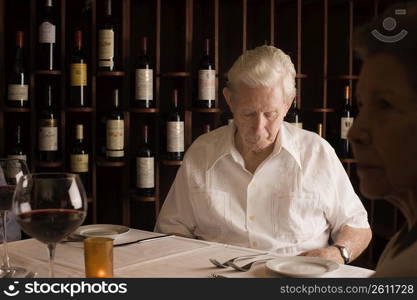 Senior man dining