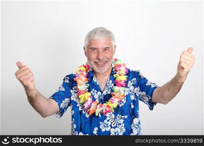 Senior man enjoying tropical vacation