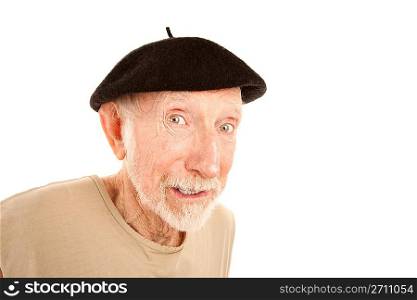 Senior man in black beret