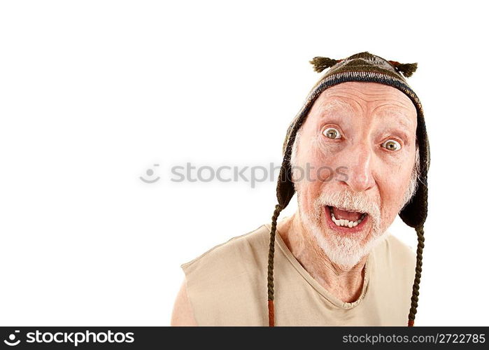Senior man in knit cap