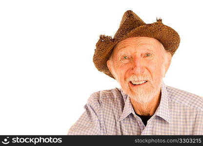 Senior man in straw hat