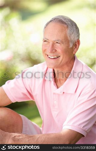 Senior man relaxing in a park