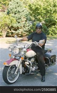 Senior man riding a motorcycle