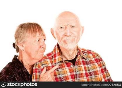 Senior woman arguing with man
