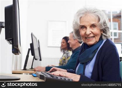 Senior Woman Attending Computer Class