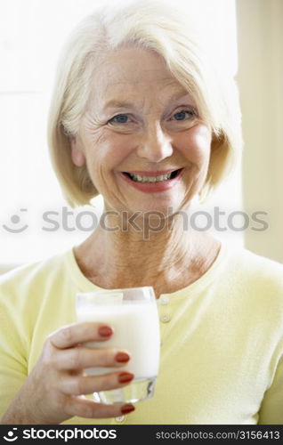 Senior Woman Drinking Milk