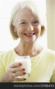 Senior Woman Drinking Milk