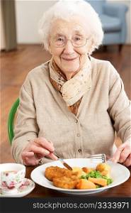 Senior Woman Enjoying Meal