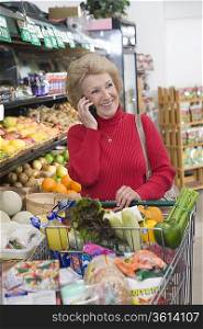 Senior woman grocery shopping