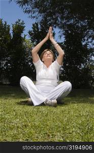 Senior woman meditating