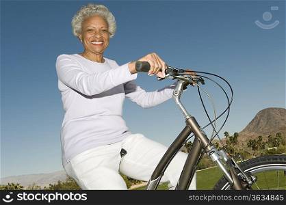 Senior woman on mountainbike