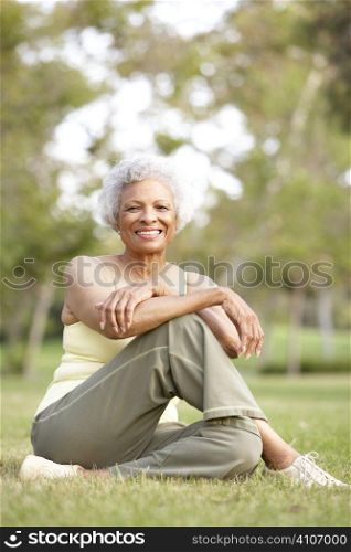 Senior Woman Relaxing After Exercise