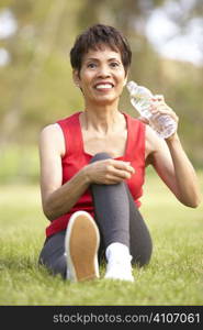 Senior Woman Relaxing After Exercise