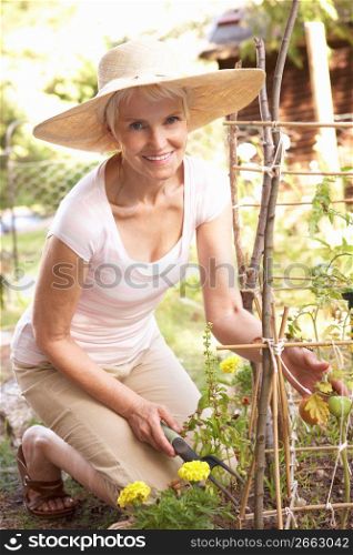 Senior Woman Relaxing In Garden