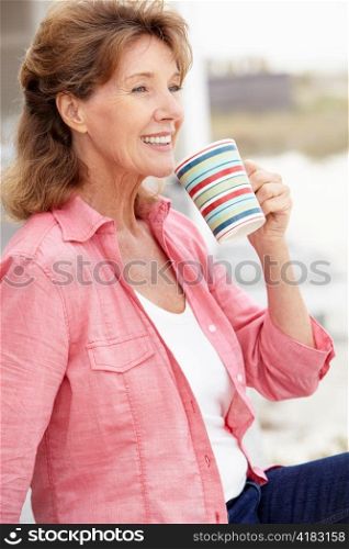Senior woman relaxing outdoors
