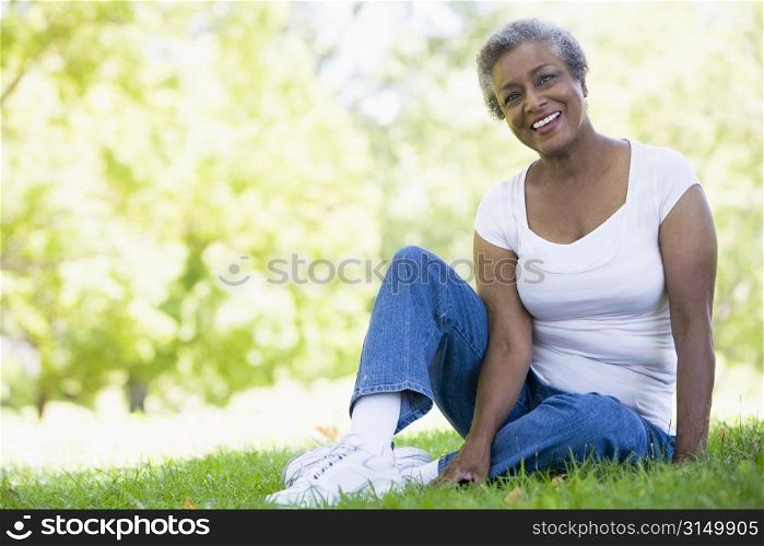 Senior woman resting in a park