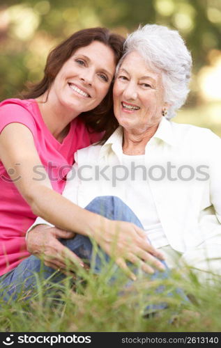 Senior Woman With Adult Daughter In Park