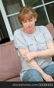 Senior woman with osteoarthritis pain