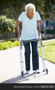 Senior Woman With Walking Frame