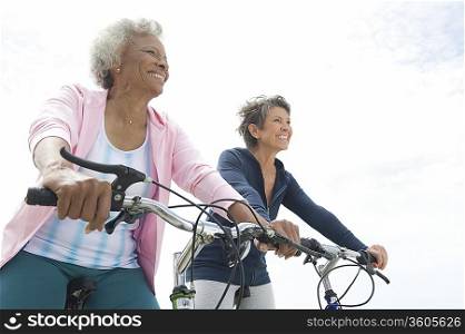 Senior women on cycle ride