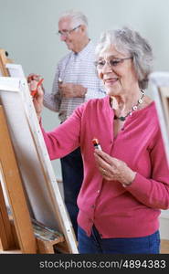 Seniors Attending Painting Class Together