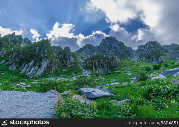 Senjojiki cirque at the Central Japan Alps in summer