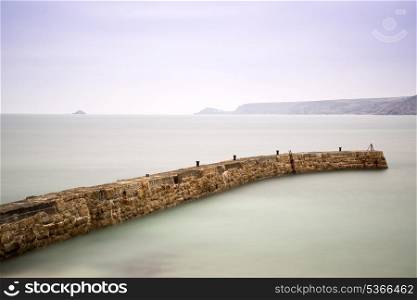 Sennen Cove harbour wall long exposure in Cornwall England