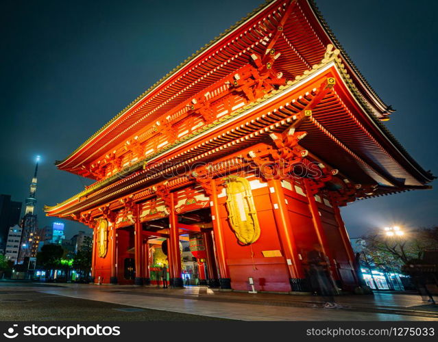 Sensoji Temple in Asakusa is the most famous and be the destination of tourist. Shoot in the night. Tokyo, Japan.