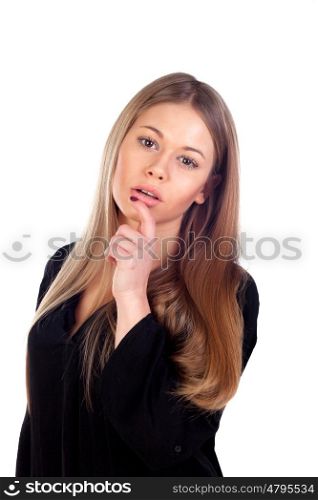 Sensual beautiful young woman isolated on a white background