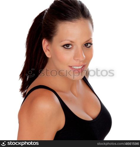 Sensual brunette girl isolated on a white background
